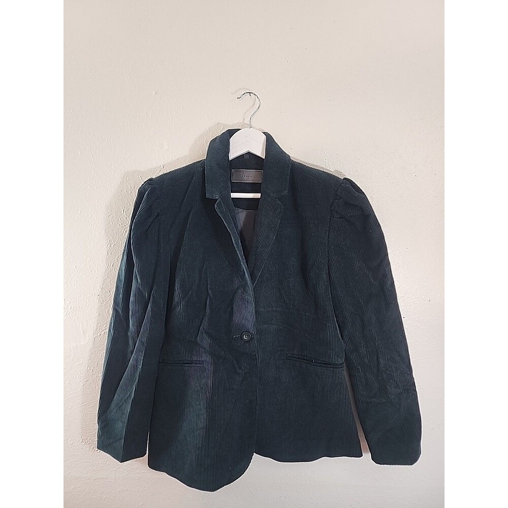Blank NYC Corduroy Puff Sleeve Lined Size M Dark Green Blazer
